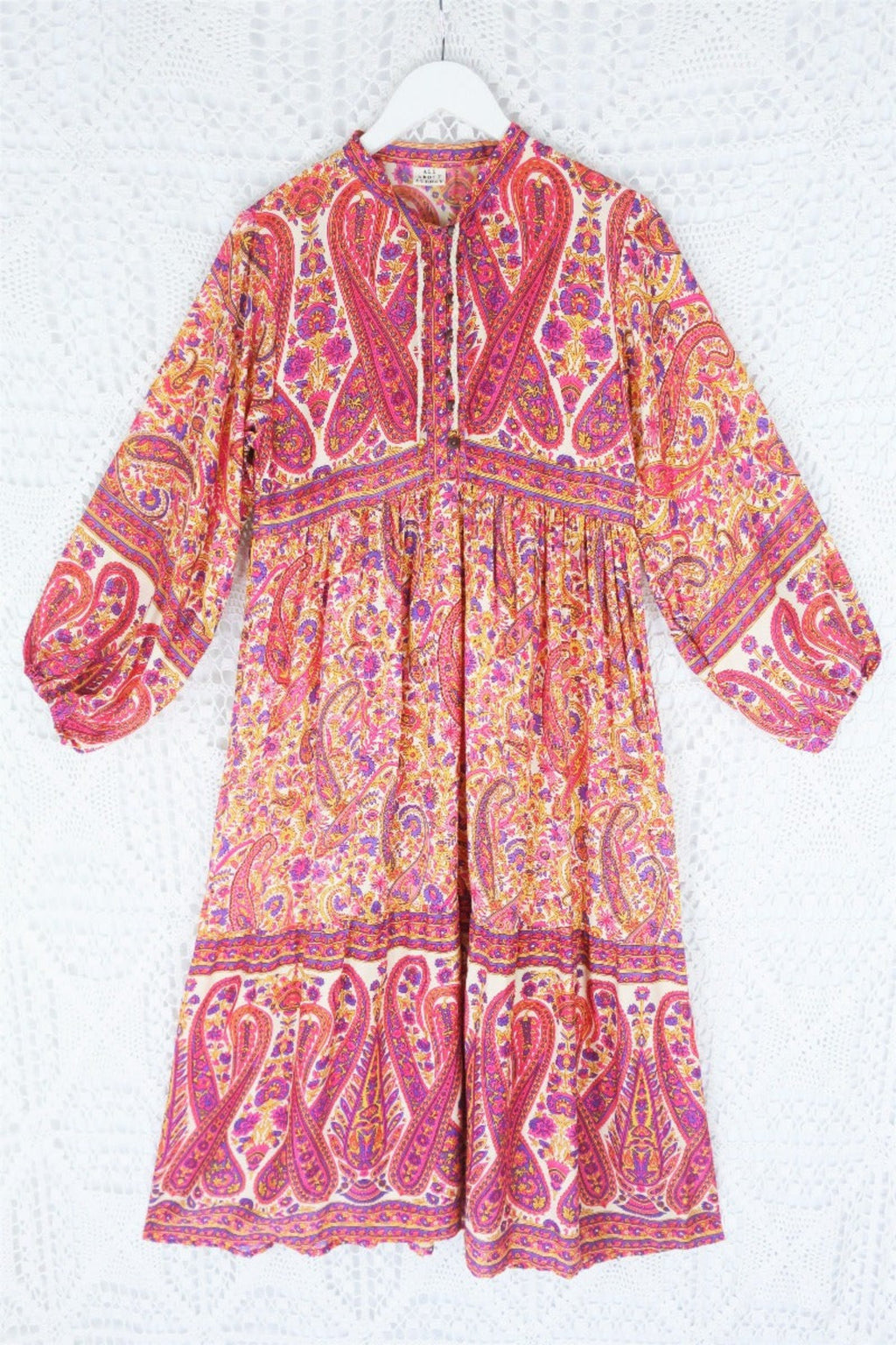 Florence Midi Dress in Ivory & Violet Rose Paisley Floral