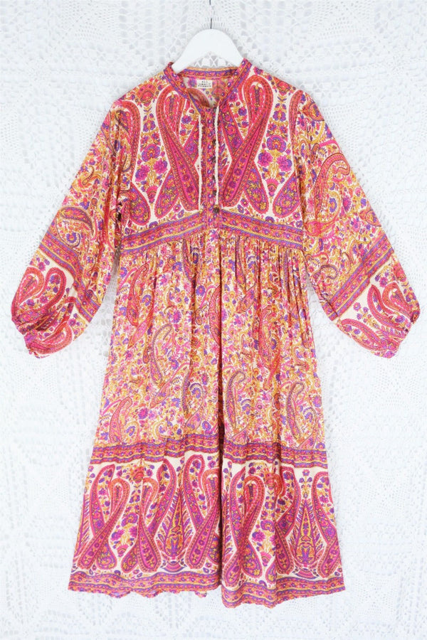 50% OFF Florence Midi Dress in Ivory & Violet Rose Paisley Floral