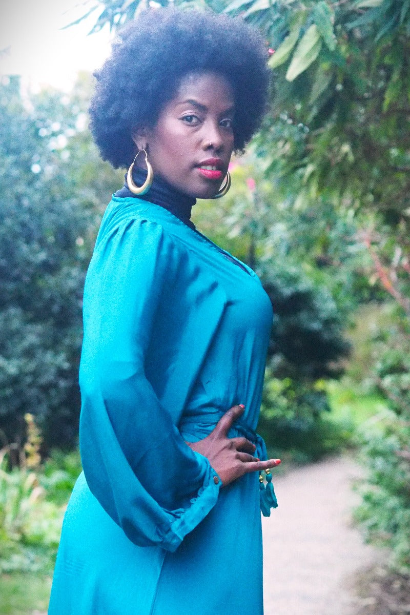 Lola Long Wrap Dress - Block Colour Persian Teal - ALL SIZES by all about audrey