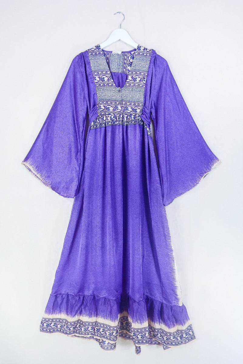 Lunar Maxi Dress - Vintage Sari - Violet Wildflower - Size S by all about audrey