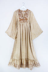 Lunar Maxi Dress - Vintage Sari - Bronze Elephants - Size S by all about audrey
