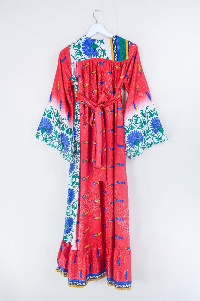 Lunar Maxi Dress - Vintage Sari - Bright Candy Red Nouveau - Size XS by all about audrey