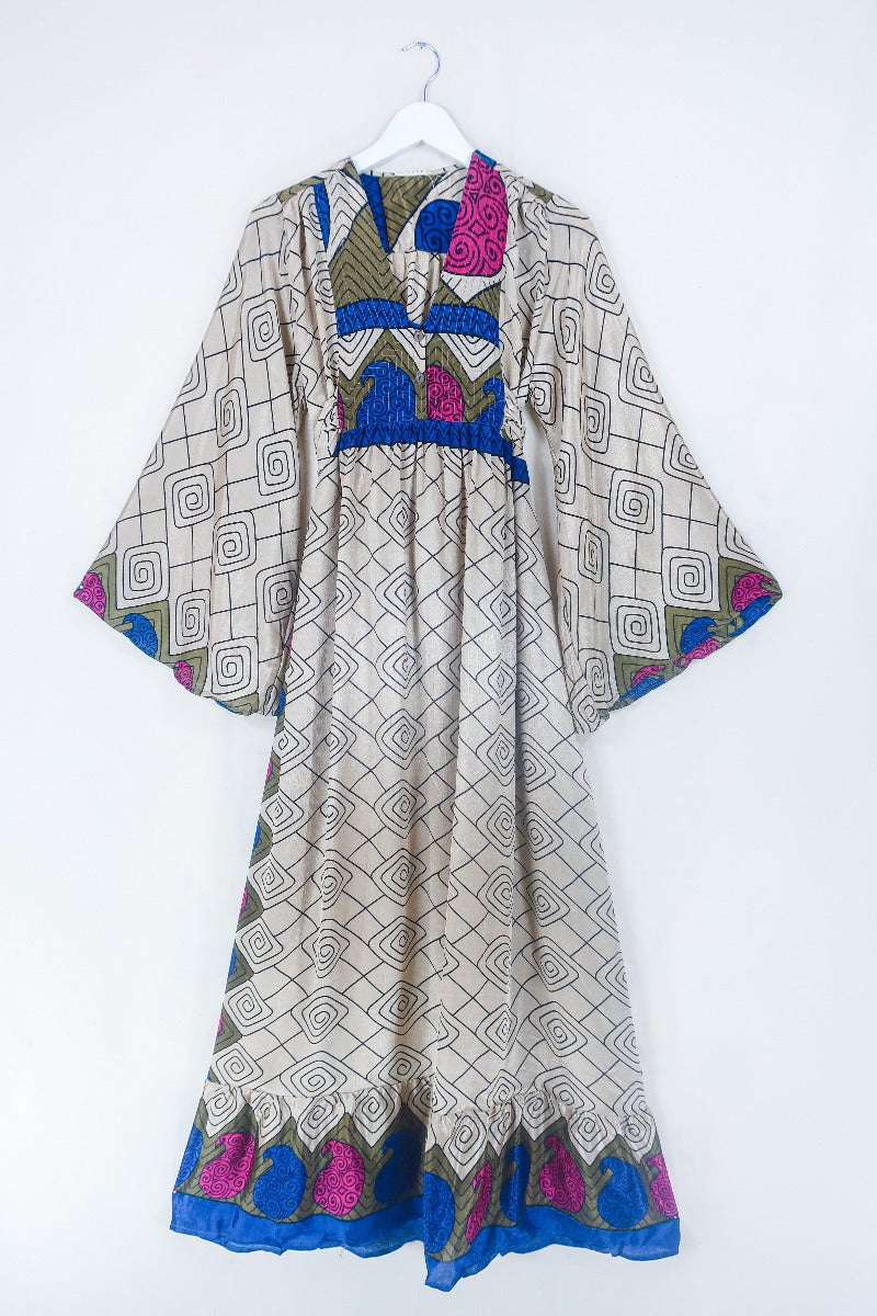 Lunar Maxi Dress - Vintage Sari - Sand Dune Swirl - Size S by all about audrey