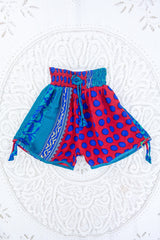 Pippa Shorts - Scarlet & Marine Polka Dot - Vintage Indian Sari - S By All About Audrey