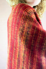 Burnt red, black & mustard recycled Indian shawl close up - All About Audrey