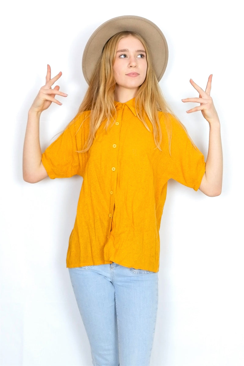 Vintage Woven Shirt - Mustard Yellow - Free Size M/L