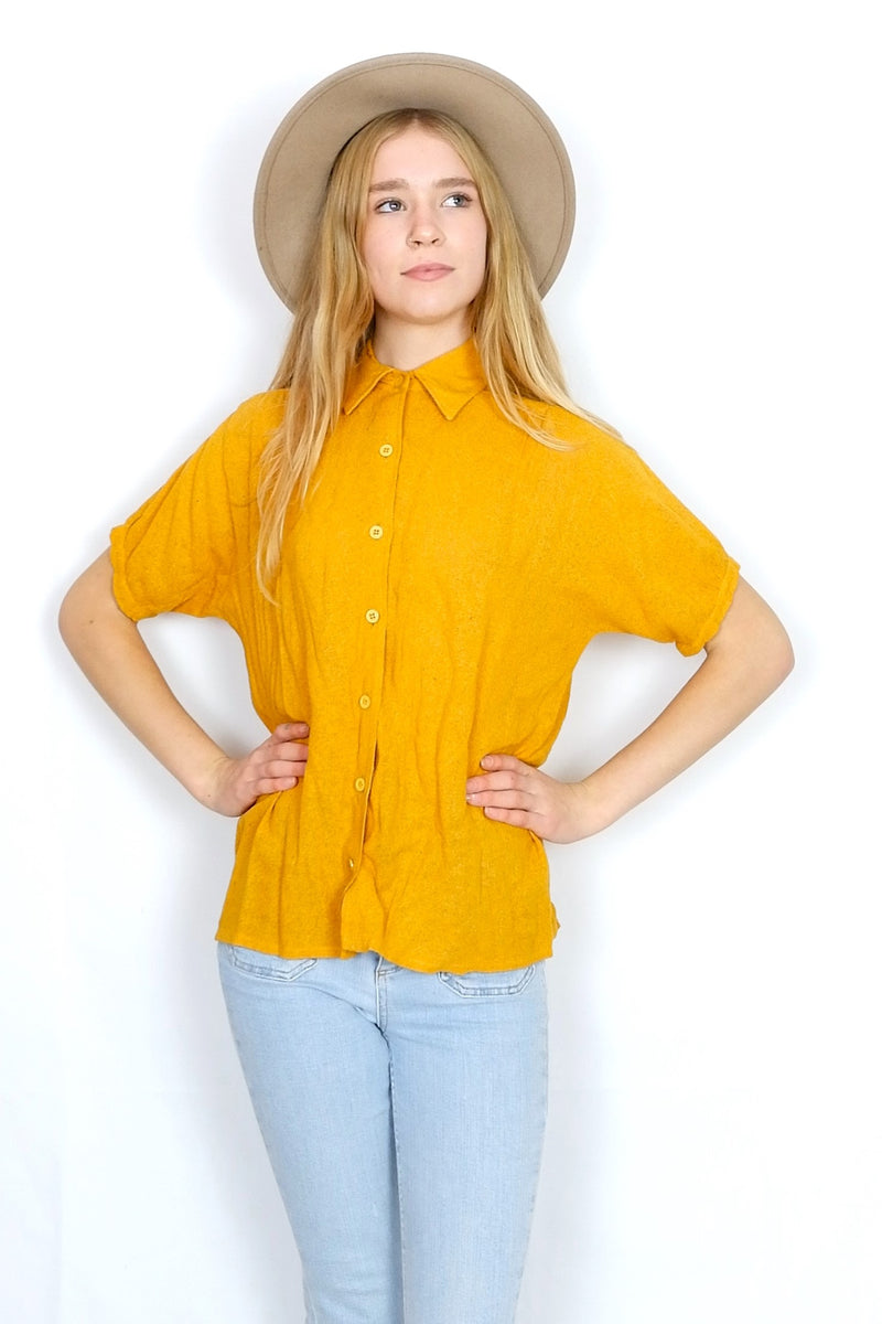 Vintage Woven Shirt - Mustard Yellow - Free Size M/L