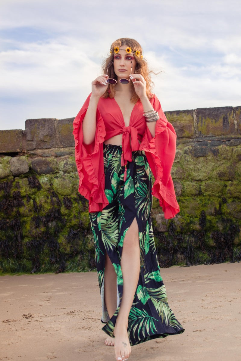 Venus Wrap Top - Block Colour - Electric Coral - ALL SIZES all about audrey