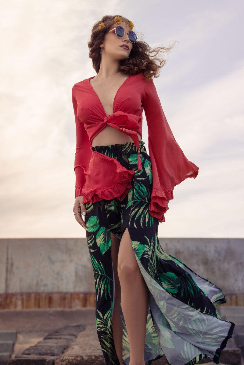 Venus Wrap Top - Block Colour - Electric Coral - ALL SIZES all about audrey