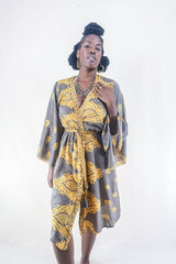 Gemini Kimono - Smokey Flourishes & Yellow Paisley - Vintage Indian Sari - Size XL by all about audrey