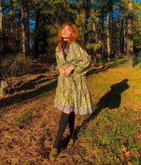 Gypsophila Mini Dress - Vintage Indian Sari - Aquamarine & Violet - Free Size
