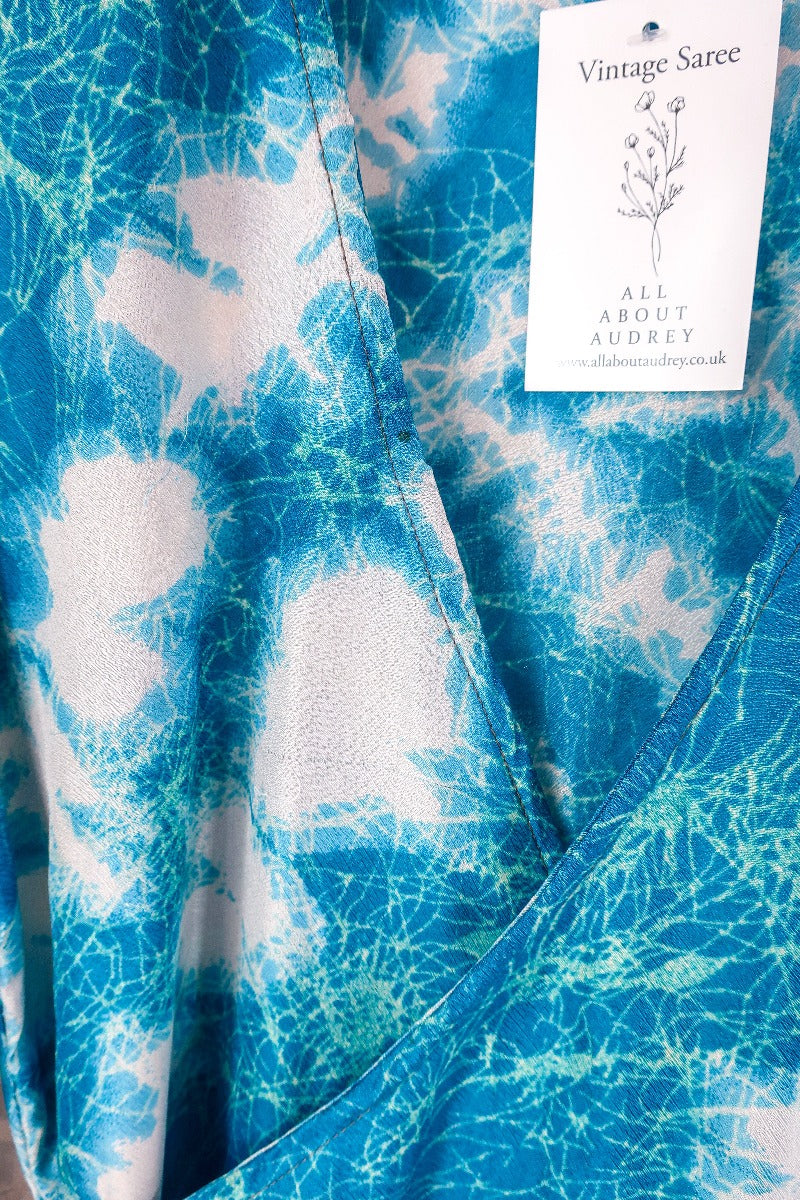 Venus Midi Dress - Deep Aqua Blue Tie Dye - Size XS By All About Audrey