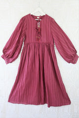 Primrose Dress - Block Colour Indian Cotton - Purple Sangria - ALL SIZES all about audrey