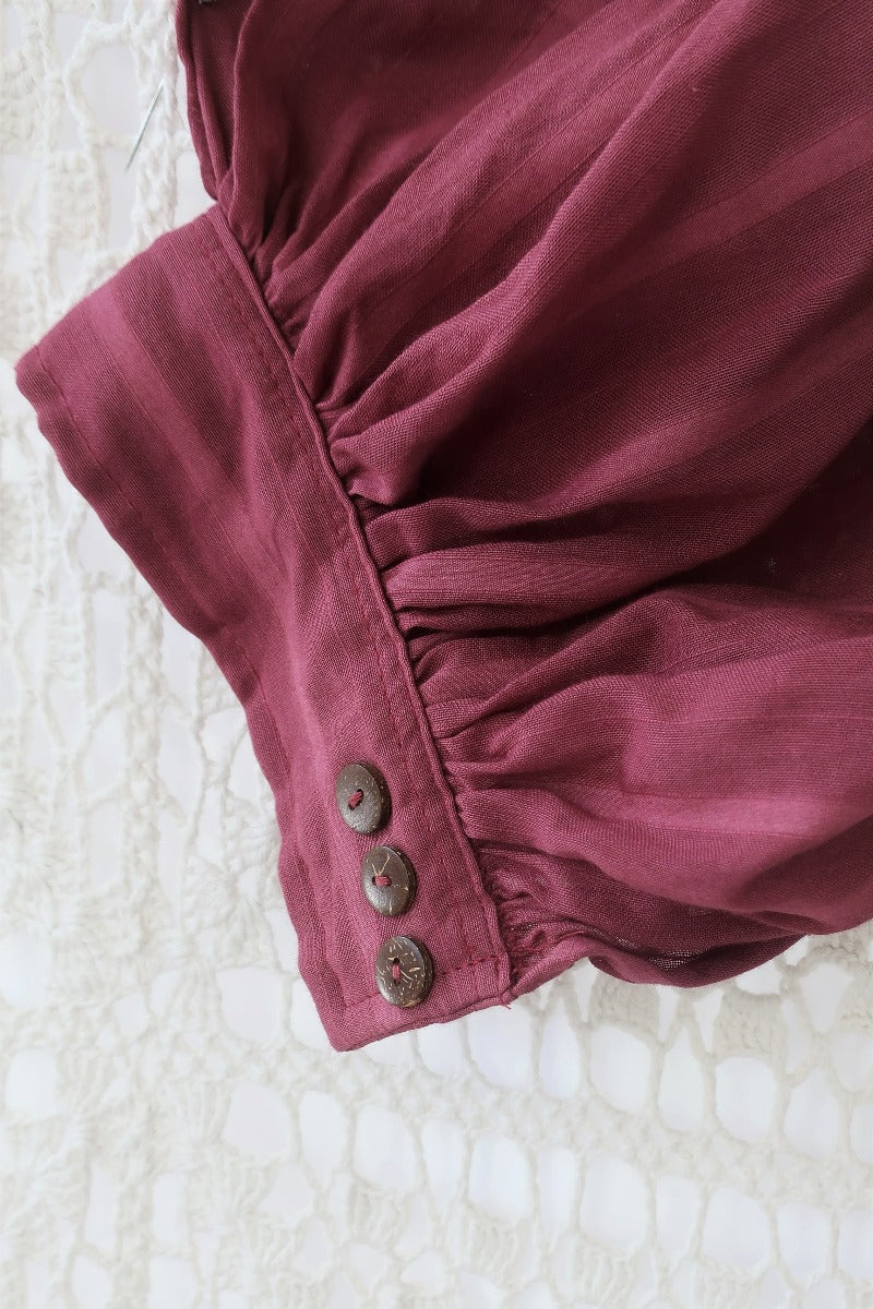 Primrose Dress - Block Colour Indian Cotton - Purple Sangria - ALL SIZES all about audrey