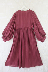 Primrose Dress - Block Colour Indian Cotton - Purple Sangria - ALL SIZES all about audrey