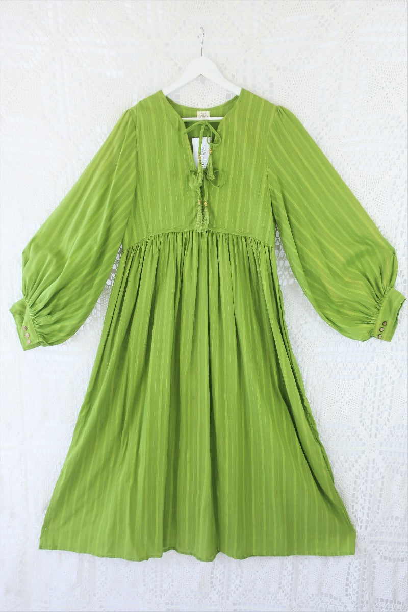 Primrose Boho Cotton Smock Dress in Citrus Green | All About Audrey All About Audrey Vintage Boutique Primrose Boho Cotton Smock Dress in Citrus Green | All About Audrey All About Audrey Vintage Boutique