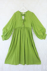 Primrose Dress - Block Colour Indian Cotton - Citrus Green - ALL SIZES all about audrey