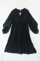 Primrose Dress - Block Colour Indian Cotton - Jet Black - ALL SIZES all about audrey