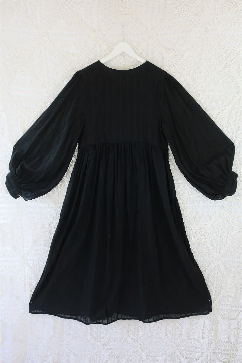 Primrose Dress - Block Colour Indian Cotton - Jet Black - ALL SIZES all about audrey