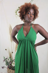 Khroma Medusa Midi Halter Dress - Forest Green - Free Size By All About Audrey