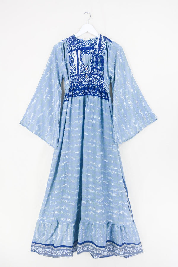 Lunar Maxi Dress - Vintage Sari - Meadow in the Storm - Size S/M. By All About Audrey. 