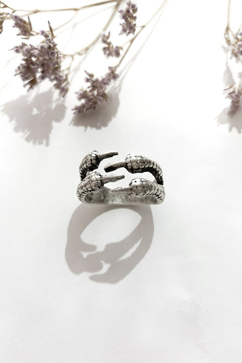 silver plated talon ring with oxidised finish from our collection of turkish bohemian jewellery by all about audrey
