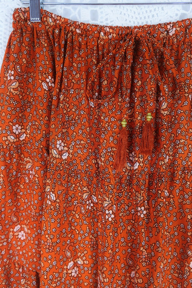 Products Peacock Prairie Bohemian Maxi Skirt - Burnt Orange Indian Rayon (Free Size) by All About Audrey