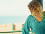 25% OFF Khroma Gemini Bell Sleeve Top in Teal Blue/Green - Free Size