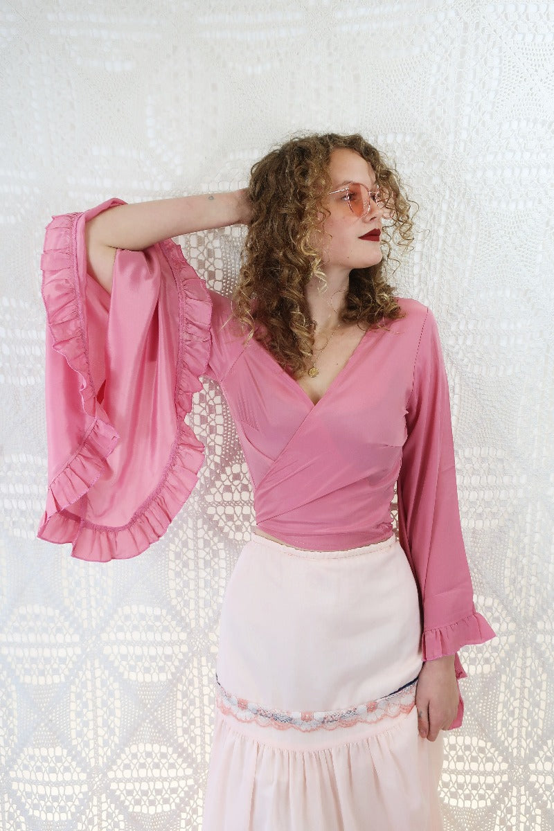 Venus Wrap Top - Block Colour - Petal Pink - ALL SIZES all about audrey