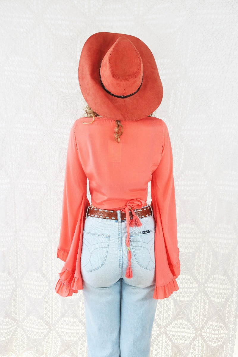 Venus Wrap Top - Block Colour - Miami Peach - ALL SIZES all about audrey