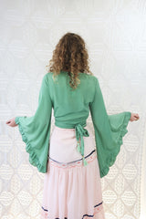 Venus Wrap Top - Block Colour - Sage Green - ALL SIZES all about audrey