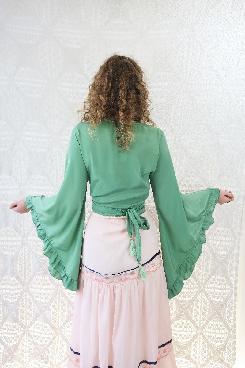 Venus Wrap Top - Block Colour - Sage Green - ALL SIZES all about audrey