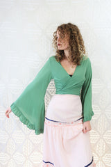 Venus Wrap Top - Block Colour - Sage Green - ALL SIZES all about audrey