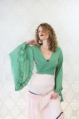Venus Wrap Top - Block Colour - Sage Green - ALL SIZES all about audrey