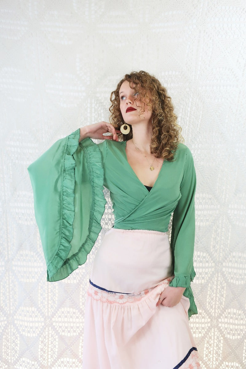 Venus Wrap Top - Block Colour - Sage Green - ALL SIZES all about audrey