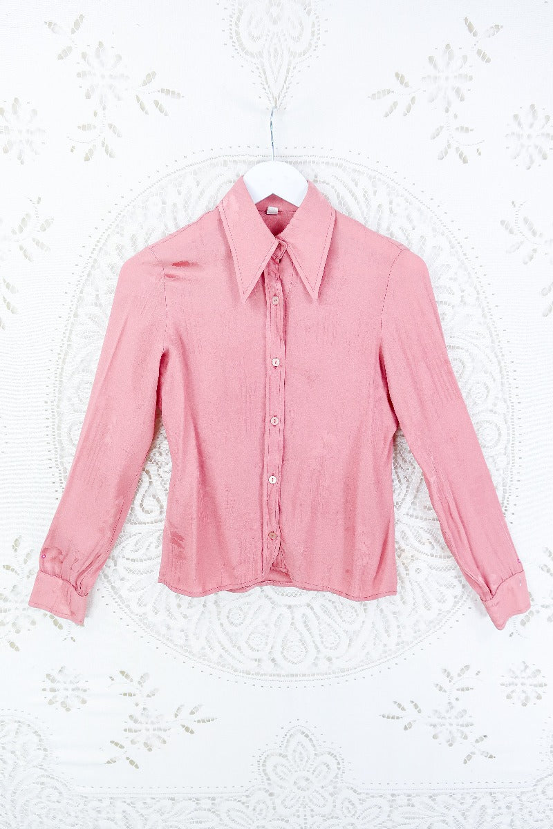 Vintage Dusky Rose Jacquard Blouse - Size XXS by all about audrey