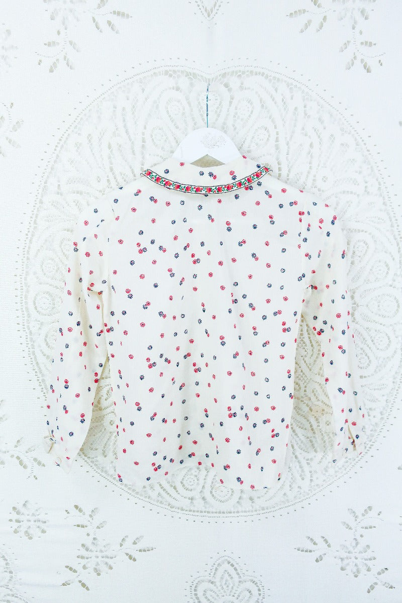 Vintage Peter Pan Collar Floral Blouse - Size XS By All About Audrey