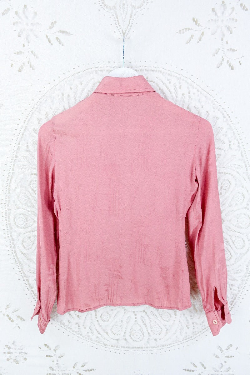 Vintage Dusky Rose Jacquard Blouse - Size XXS by all about audrey