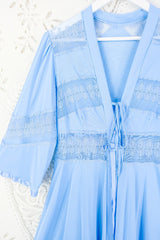Vintage Powdered Blue Broderie Anglaise Overcoat - Size XS By All About Audrey