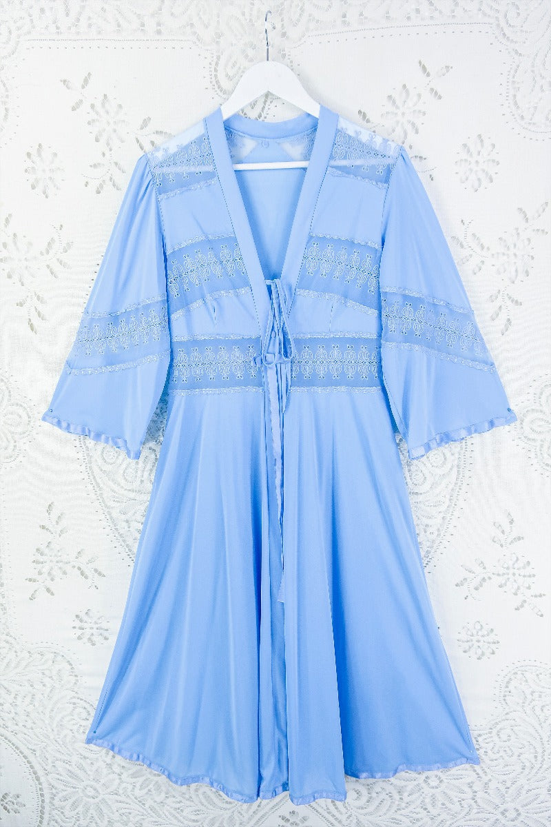 Vintage Powdered Blue Broderie Anglaise Overcoat - Size XS By All About Audrey