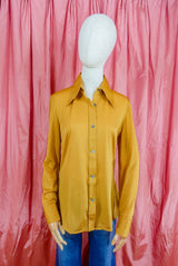 Vintage Shirt - Honey Gold Dagger Collar - Size S/M by all about audrey