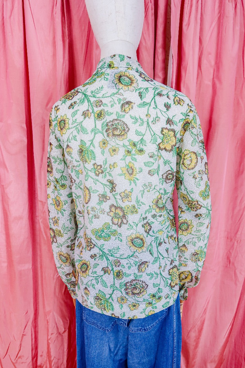 Vintage Shirt - Sparkly Ivy Green & Sun Wildflower - Size S/M by all about audrey