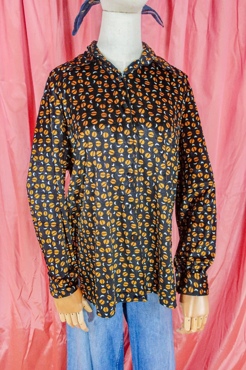 Vintage Shirt - Retro Rust & Midnight Velvet - Free Size M/L by all about audrey