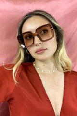 70s Wide Frame Sunglasses - Almond Brown by all about audrey