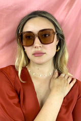 Oversized 70s Sunglasses - Crystal Sepia Brown by all about audrey