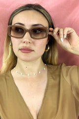 Slim 70s Oval Sunglasses - Blush Brown by all about audrey