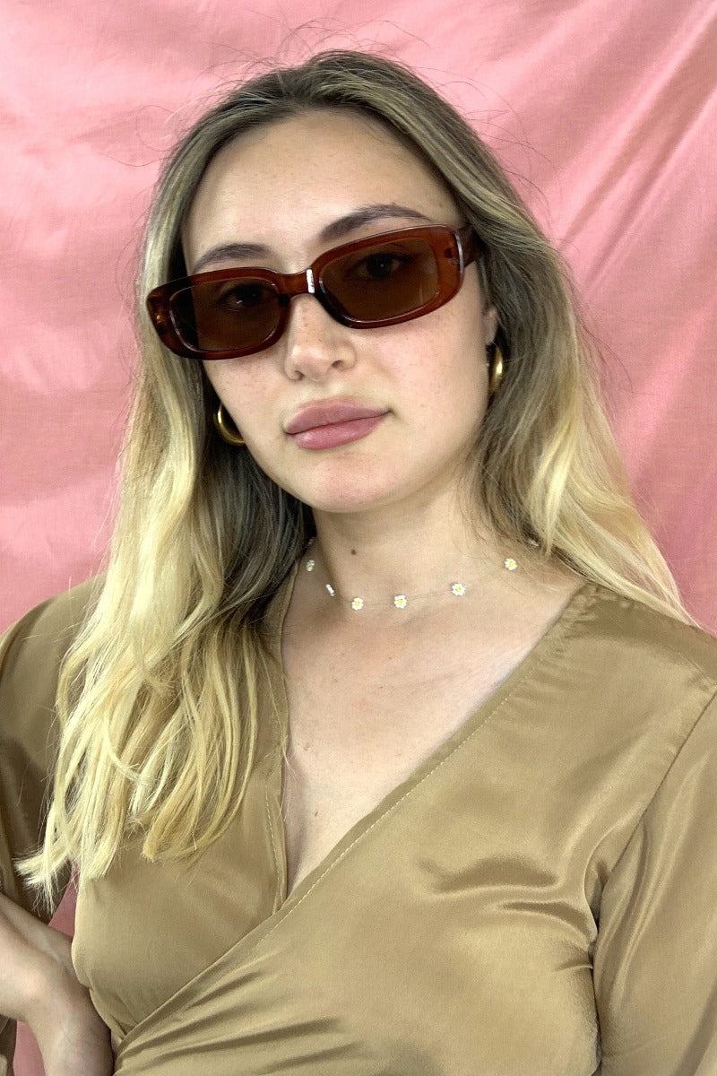 70s Slim Cat Eye Sunglasses - Sienna Brown by all about audrey