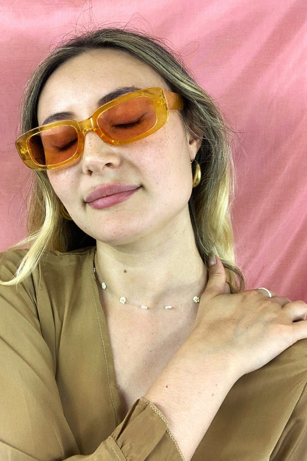 70s Crystal Cat Eye Sunglasses - Sunrise Orange by all about audrey