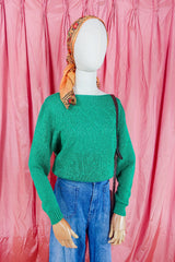 Vintage Jumper - 80's Shamrock Chevron Knit - Size M/L by all about audrey