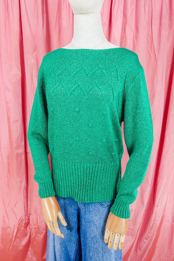 Vintage Jumper - 80's Shamrock Chevron Knit - Size M/L by all about audrey